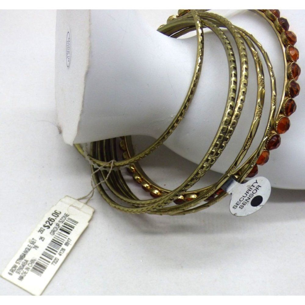 Style & Co Gold Tone and Sunflower Crystal 7pc bangle Bracelet Set